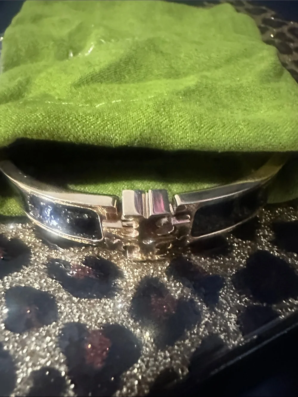 Tory Burch Gold-Tone Bracelet with Black Enamel Accents